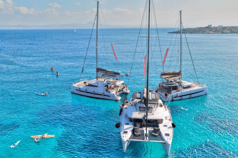 three catamarans at sea
